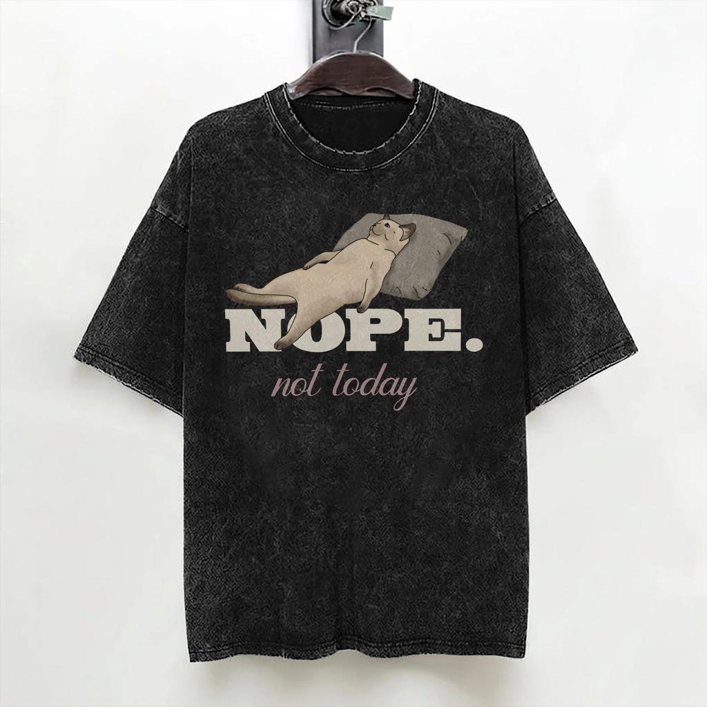 Washed T Shirts Vintage Nope Not Today Retro Hip Hop Novelty Tshirt Oversize  Streetwear 100 Cotton Summer Tees For Men Women