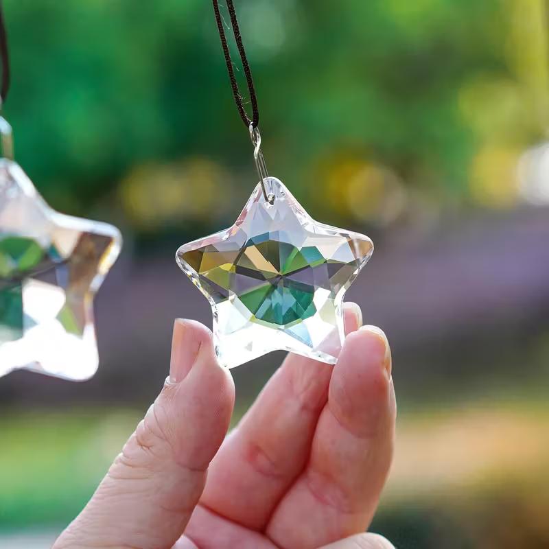 

2pc 2-inch crystal sun-catching prisms, suitable for window star-shaped chandeliers, transparent hanging crystals, suitable for