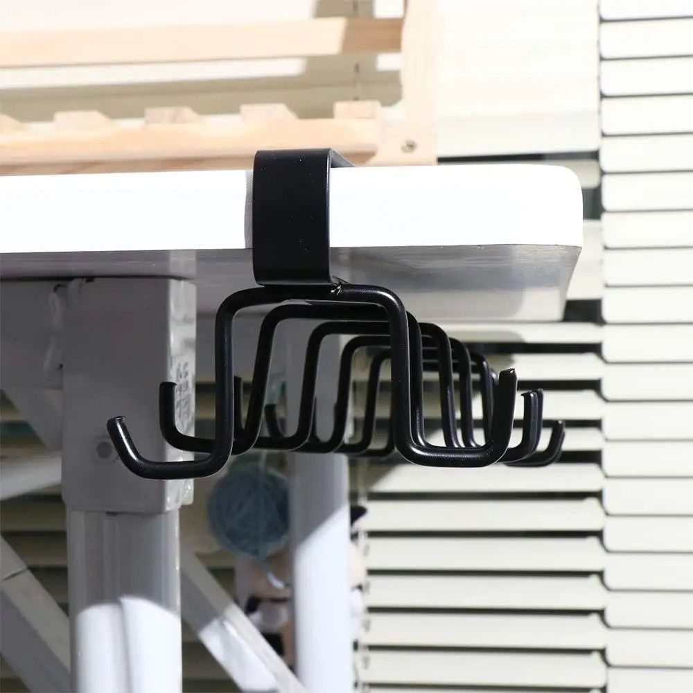 Multifunction Double-row Storage Hook Punch-free Cabinet Metal Shelves Hanging Cup Holder Hooks