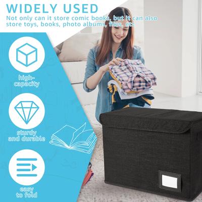New Foldable Clothing Storage Box Washable Comic Book Storage Bin with Handle Enclosed Lid Multipurpose Organizer for HomeOffice