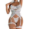 European and American large-size erotic underwear lace sexy bra thong uniform set pajamas