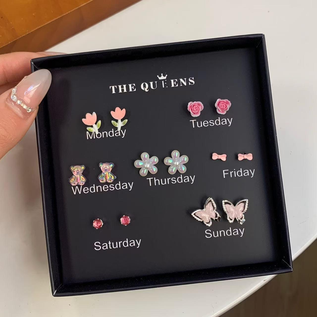 

«Весна и лето, свежая подарочная коробка с серьгами-бантиками — дизайн серебряных игл для студентов»