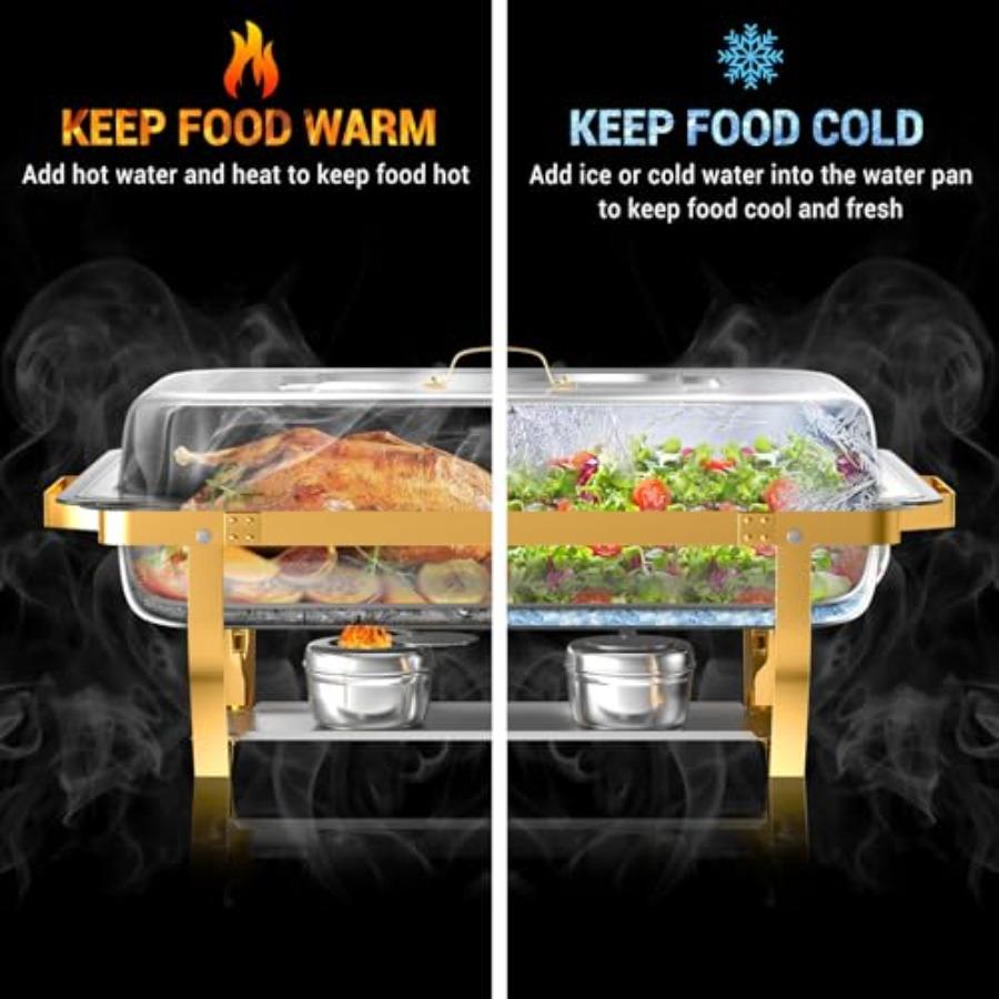 Chafing Dishes for Buffet 8 Qt High Grade Chafing Dish Buffet Set Rolled-Edge Design Food Warmers for Parties Buffet Wedding Bi