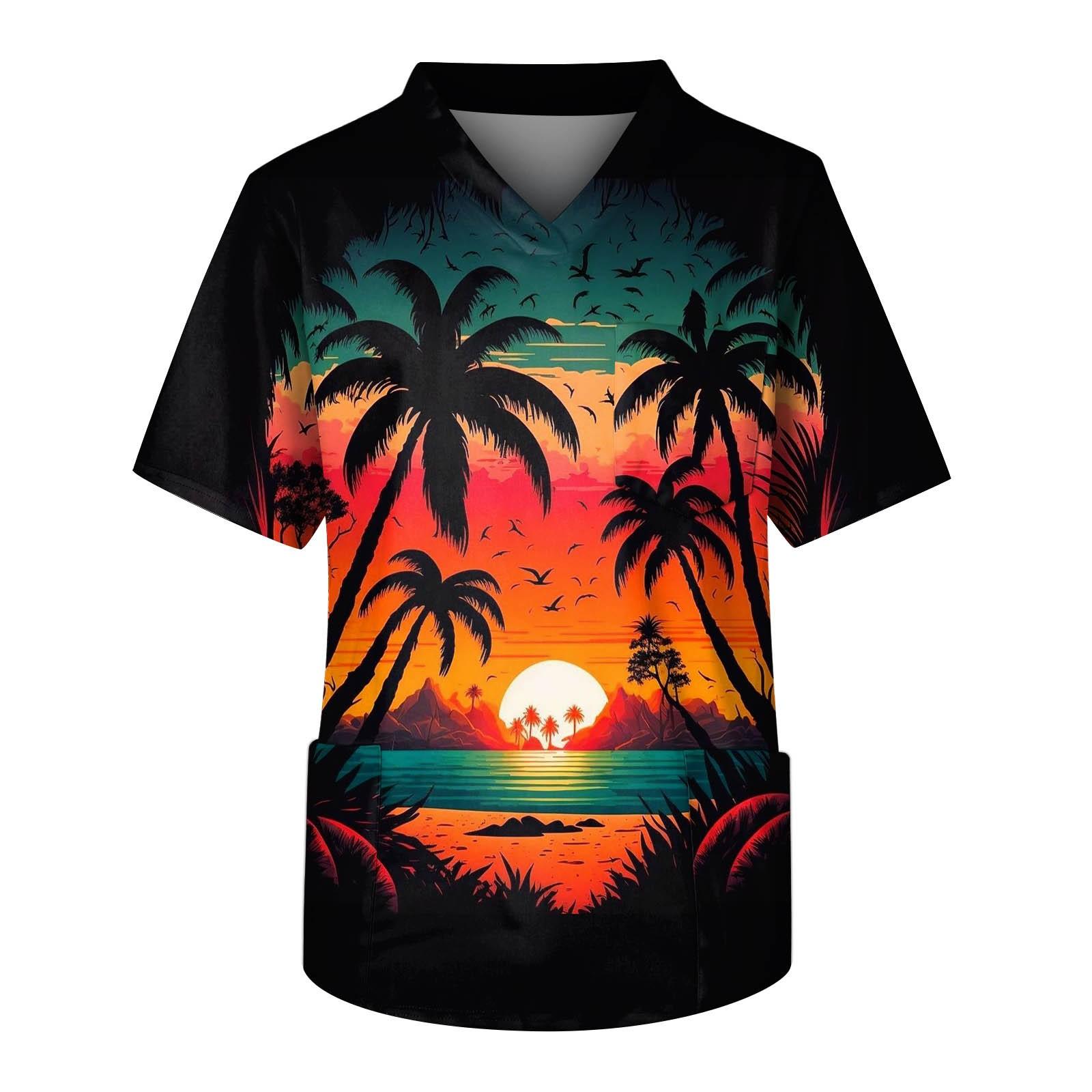 

Мужской топ с короткими рукавами и v-образным вырезом, летний принт, нагрудный карман, топ для ухода за работниками XXXXXL