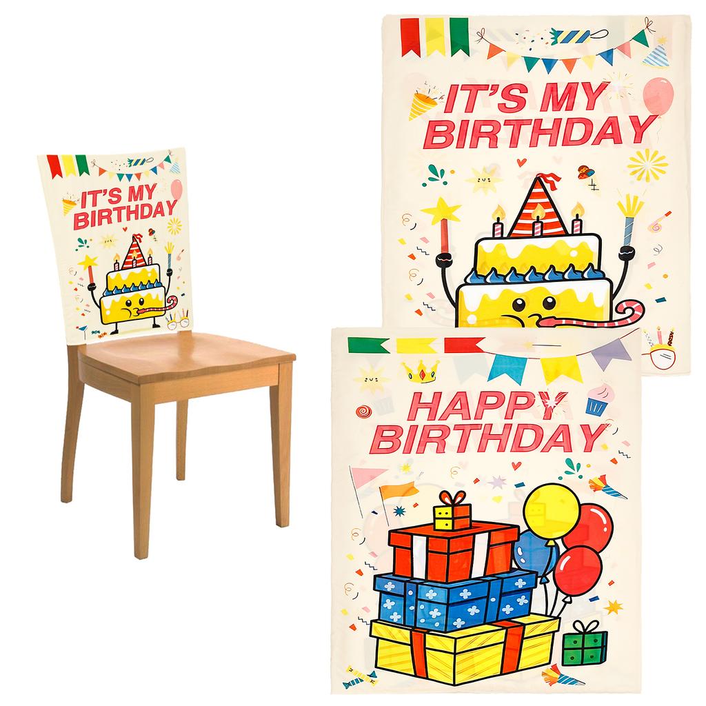 2/4 Pcs Chair Cover Reusable Birthday Seat Cover Kit Polyester Birthday Chair Back Decor for School Party Classroom Home Decor