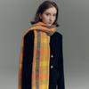 Wool Blended Dopamine Orange Plaid Scarf for Women Autumn and Winter Soft Warm Scarf