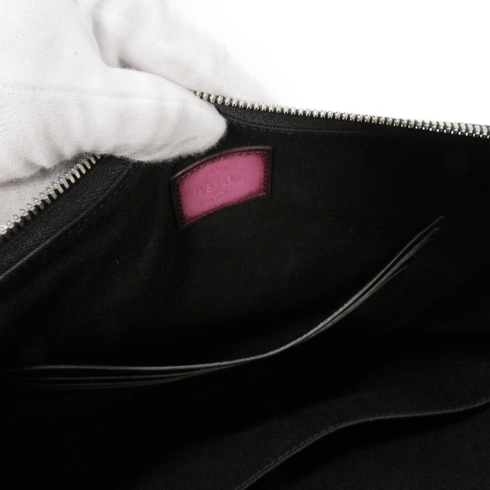 Used 11828 Nino GM 7931 New Logo Embossed Emblem Signature Rose Garden Pink Business Bag Crest Black Men's from Japan