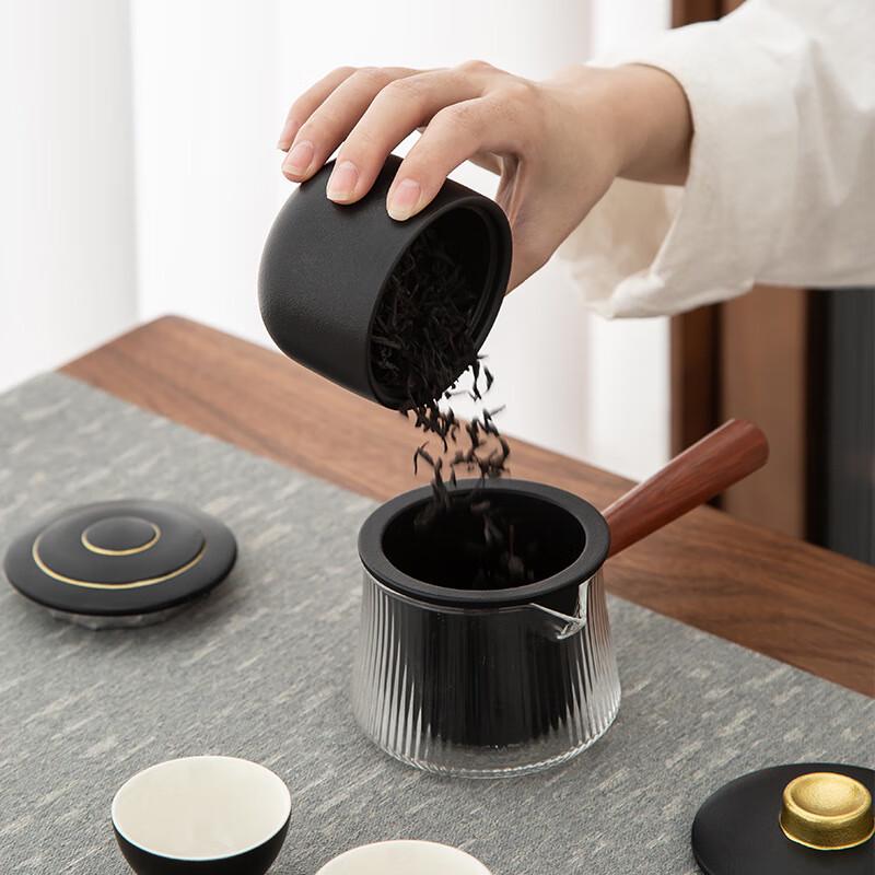 Black Pottery Travel Tea Set