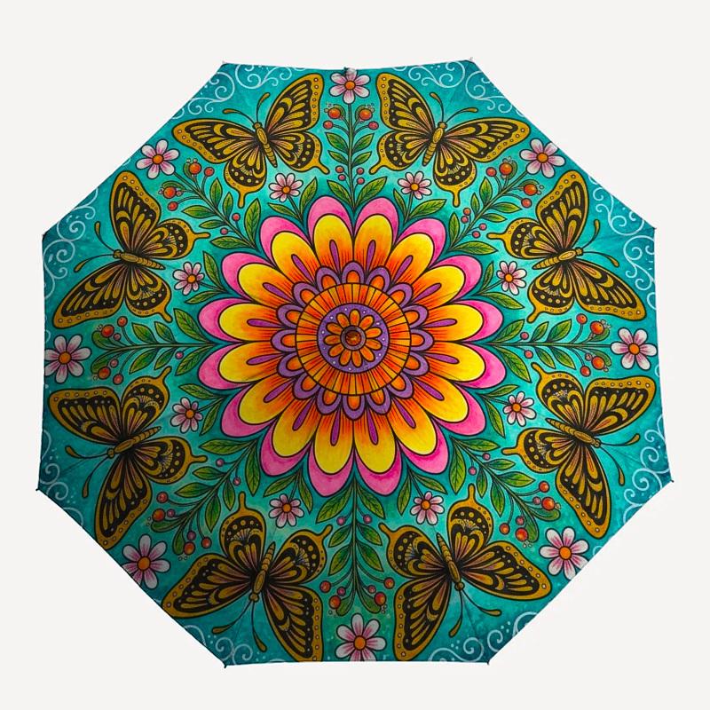 

1pc Butterfly Mandala Artwork Umbrella with Plastic Handle,Compact & Stylish,Suitable for All Seasons YS331080