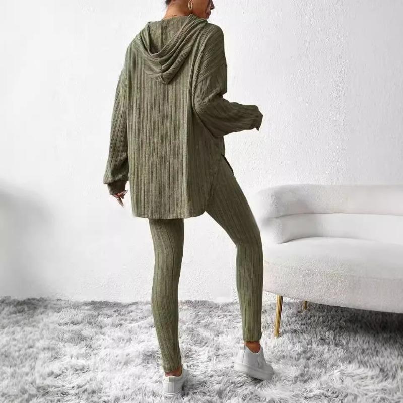 Fashion Casual Knitted Suits Long Pants Suits Women's T Shirts Sports Suits Fashion Elegant Casual Solid Two Piece Set Outfits