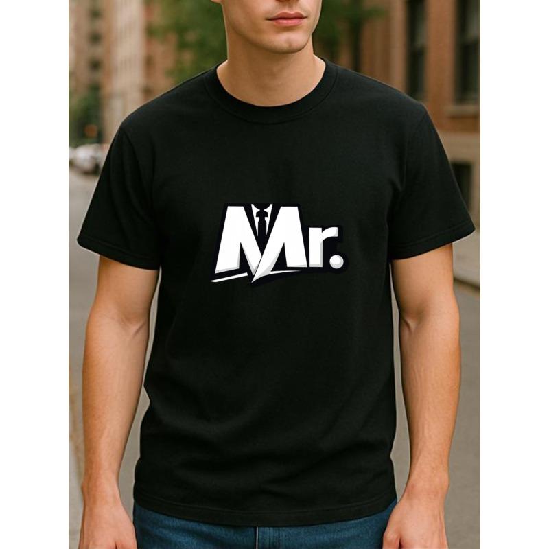 

Європейські розміри Пан. Принт з літерами, Універсальні повсякденні топи, Повсякденні футболки з коротким рукавом, Чоловічий одяг 4XL