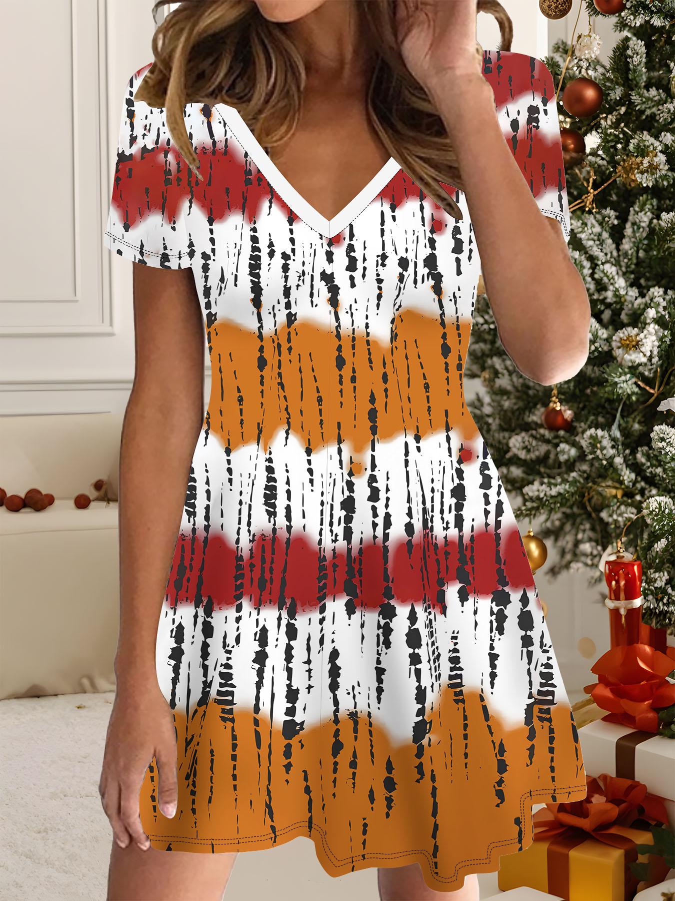 

Модное женское платье с V-образным вырезом, коротким рукавом, трендовым принтом, сексуальное, короткое, платья 8XL белый