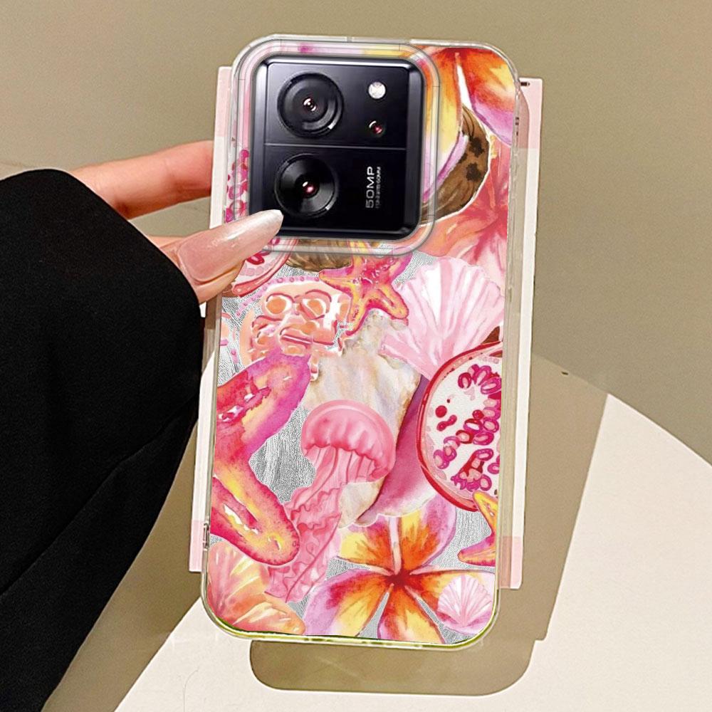 Pink Leopard Print Vortex Pattern Phone Case for Xiaomi 13T 14T 11 Lite Poco X5 M6 Pro X6 X3 Pro NFC C65 C61 M5S Shell TPU Cover