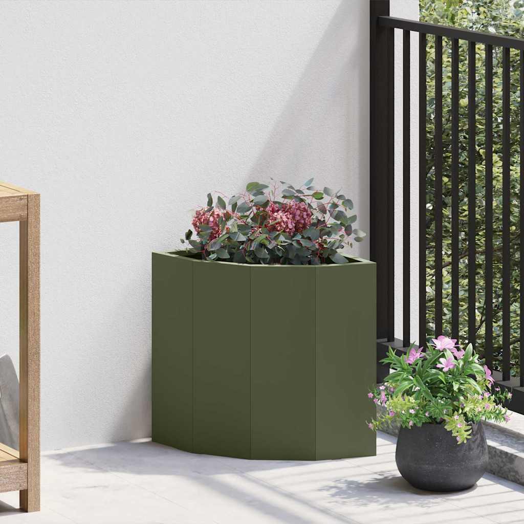 Corner Planter Olive Green 30 X 30 X 35 Cm Steel