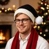 Stickad stickad julhatt med tofs Julfesthatt Tofsmössa stickad Vuxna och barn