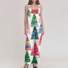 Damen Retro Sommer Overall Jumpsuit mit Weihnachtsdruck und nicht verstellbaren Trägern für den lässigen Alltag