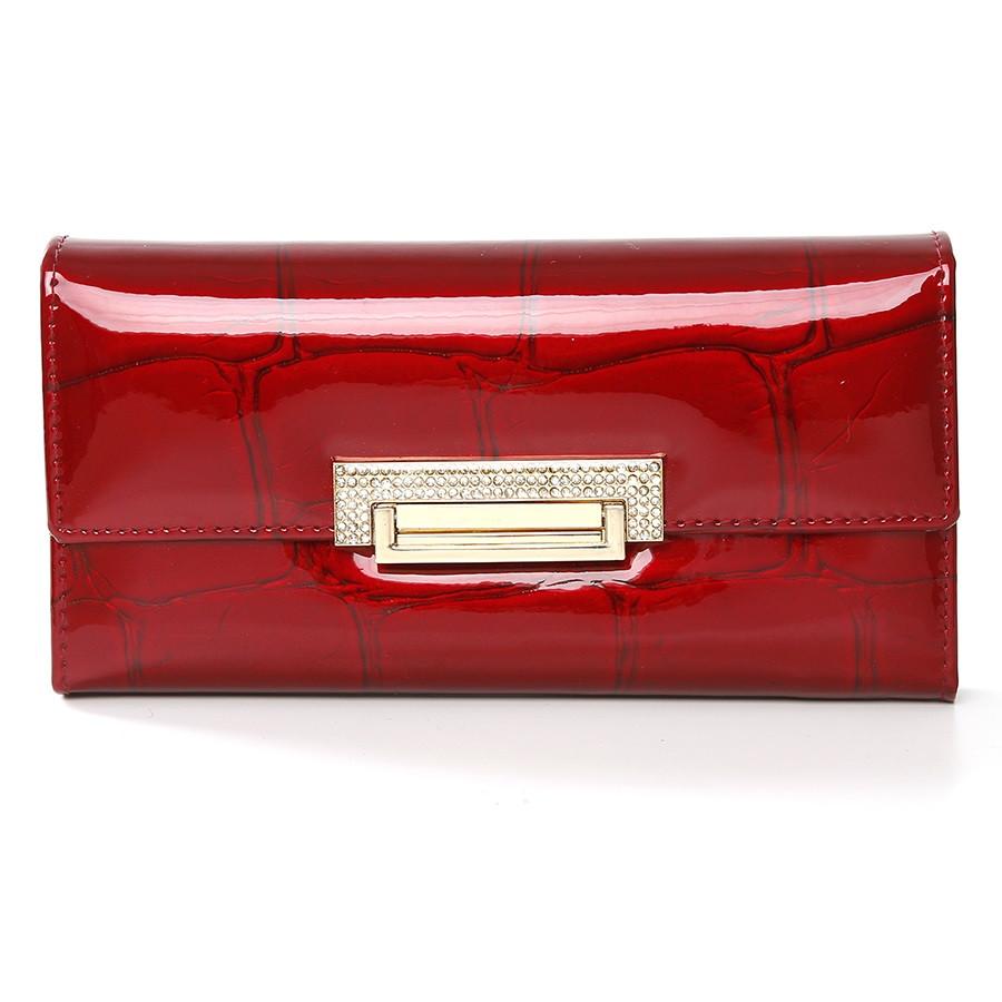 Кошелек из натуральной кожи с узором аллигатора, женский, длинный, женский кошелек из коровьей кожи, украшенный бриллиантами, визитница, клатч