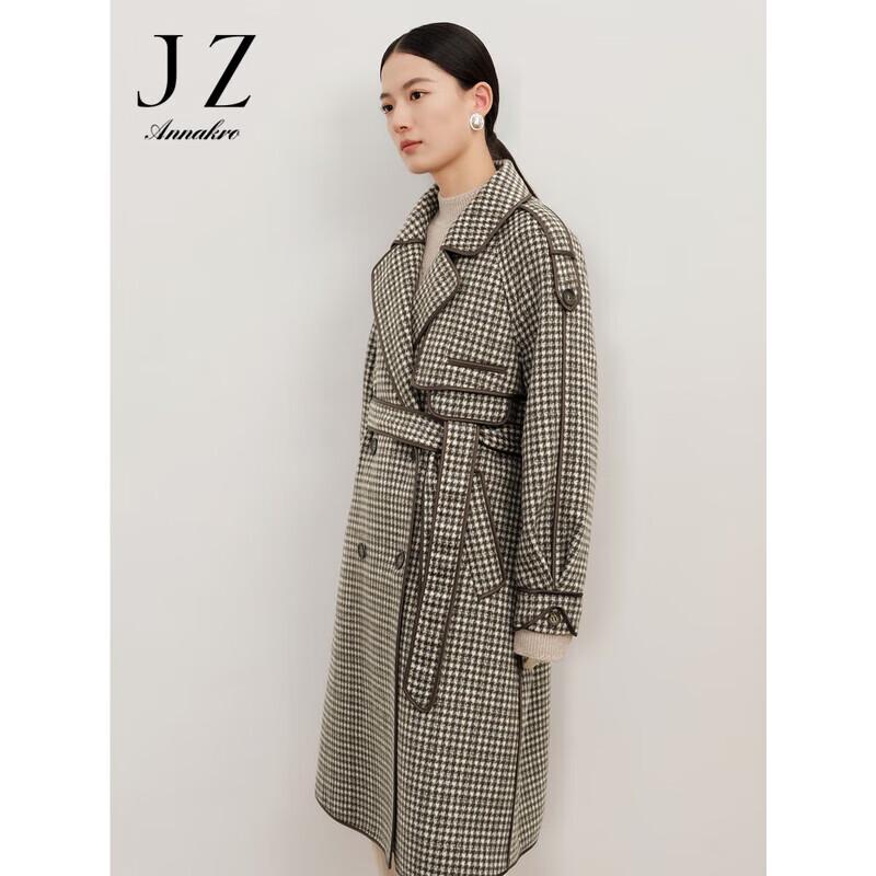 

JUZUI ANNACAOU Women s Double-Breasted Wool Blend Long Coat M