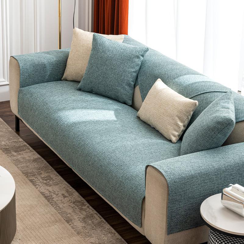 

Простая однотонная подушка для дивана из хлопка и льна, подушка для дивана, нескользящий чехол для дивана, полотенце для дивана 70*70cm