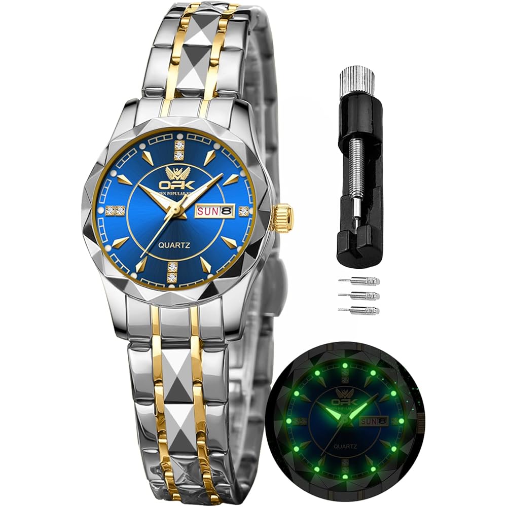 OPK Women s Quartz Analog Watch Blue Simple Lightweight Classic Waterproof with Date Function