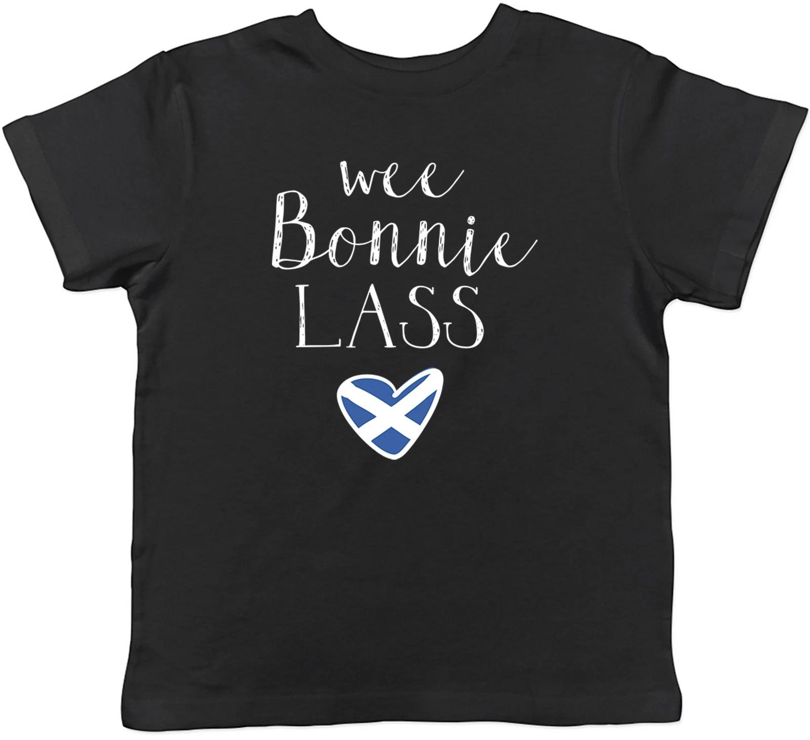Wee Bonnie Lass Scotland Scottish Flag Heart Kids T-Shirt Boys Girls Gift 130