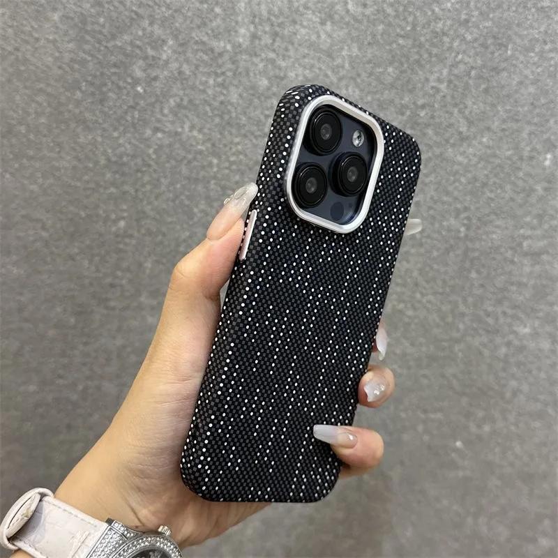 New Luxury Carbon Fiber Texture Magnetic Phone Cases For iPhone 15 12 13 14 Pro Max Magsafe Case Matte PC Hard Shockproof Cover