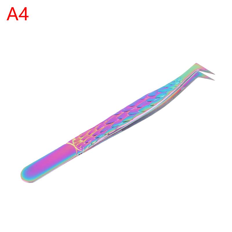 Tweezers For Eyelash Extension Colorful Stainless Steel Superhard Tweezers High Precision Anti-Static Makeup Tweezers A4