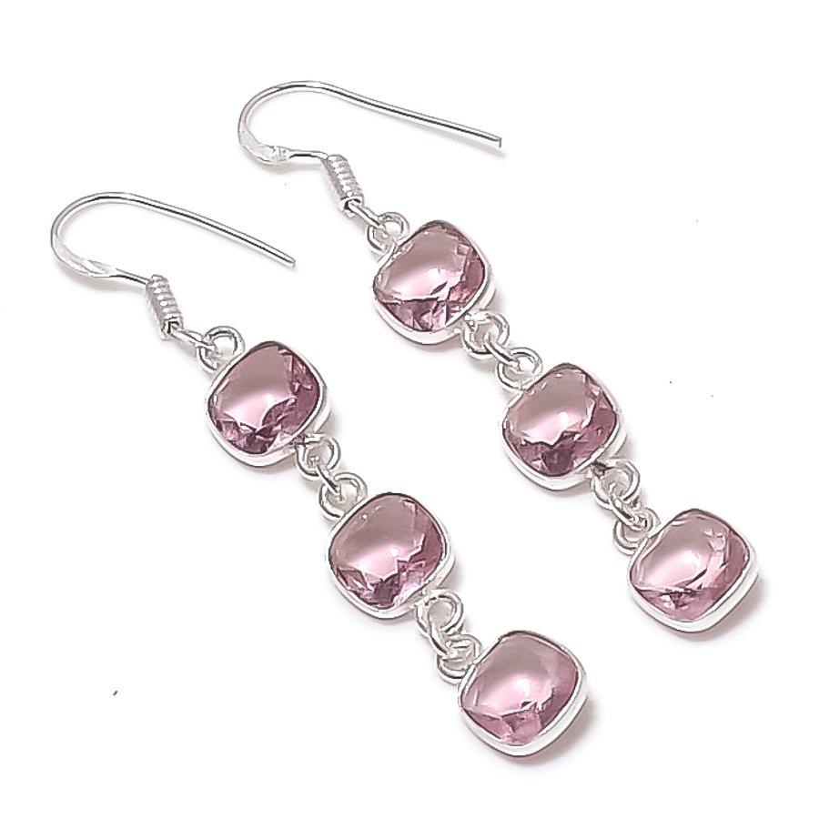 

Натуральный розовый кунцит, драгоценный камень, ручная работа, серьга из стерлингового серебра 925 пробы, 2,21 E7A36