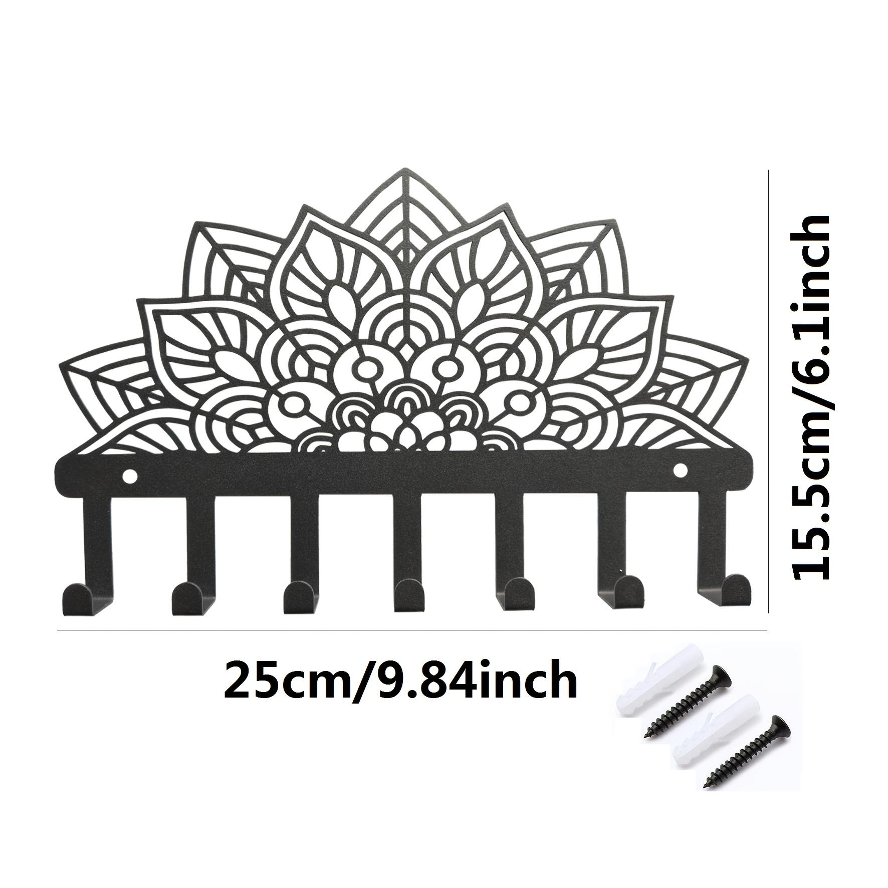 Bohemia Mandala Metal Key Hook Wall Mount Organizer 4 Tier for Home Office Entryway