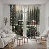 2pcs HD Pine forest truck snow view decorative curtain Green tie digital printed curtain Home Decoration style Decoration liv
