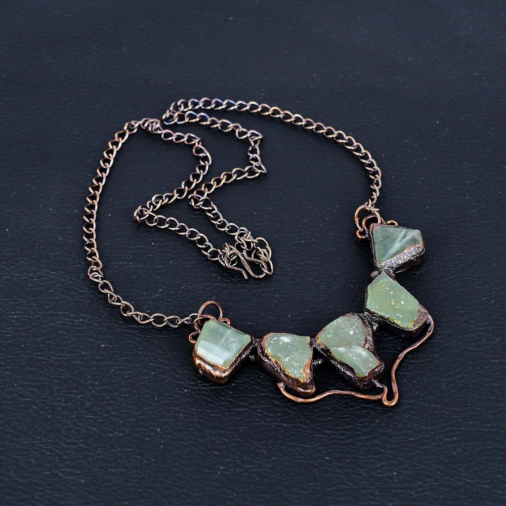Aquamarine Necklace Copper Electroformed Jewelry, Gemstone Adjustable Chain Necklace, Gift For Her Handmade Dainty Jewelry