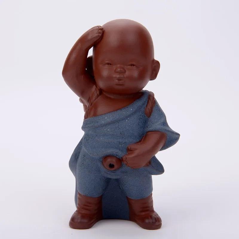 Lila Sand Tee Haustier Urinieren Kleiner Mönch Ornamente Kreativ Urin Kinderpuppe Sprühwasser Keramik Figur Handwerk Tee Filter Zubehör