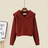 Retro Navy Collar High-Waist Women's Sweater - Soft Knit Pullover for Autumn/Winter 2024