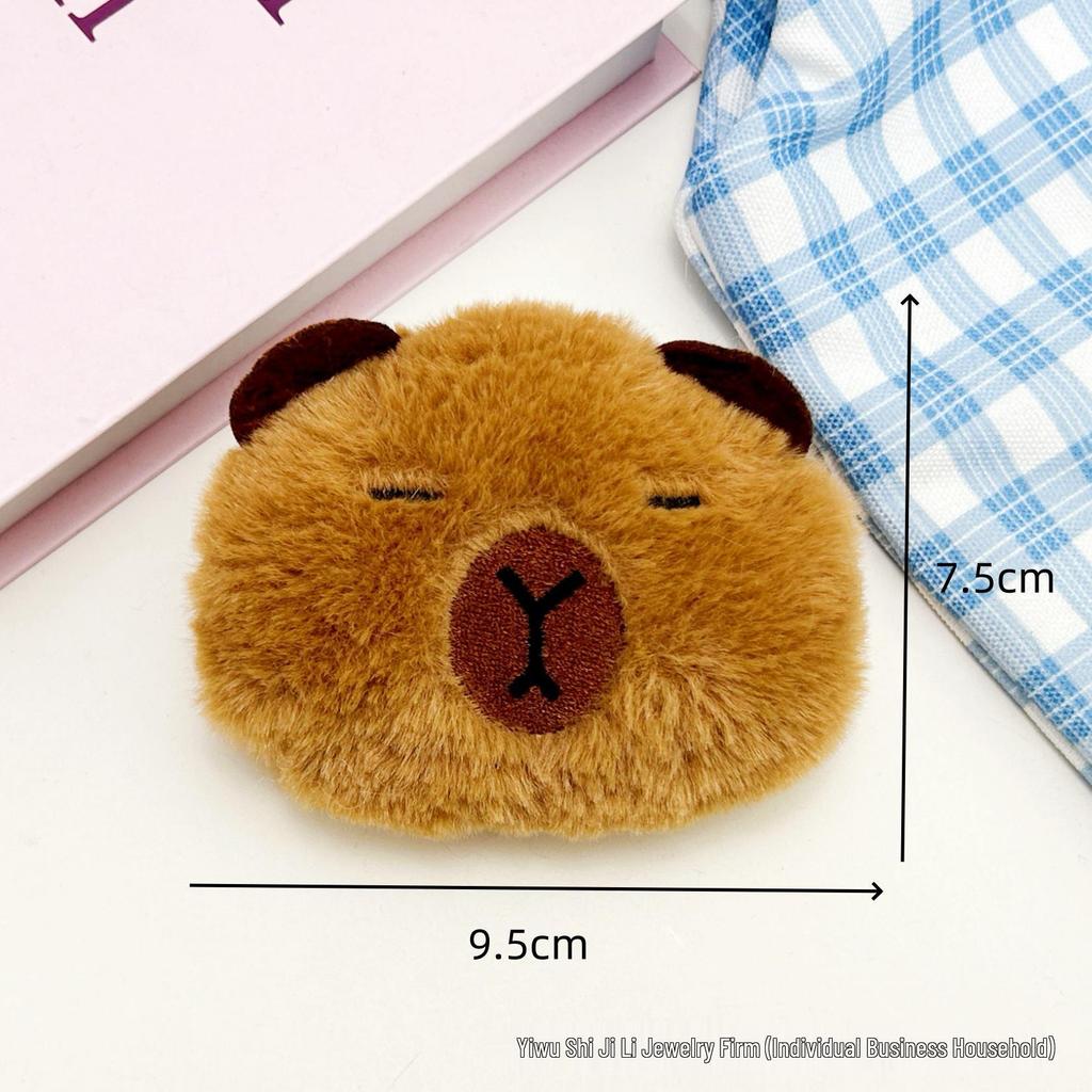 Cartoon Cute Sleeping Capybara Squeaking Pendant Plush Emoji Pin Accessories