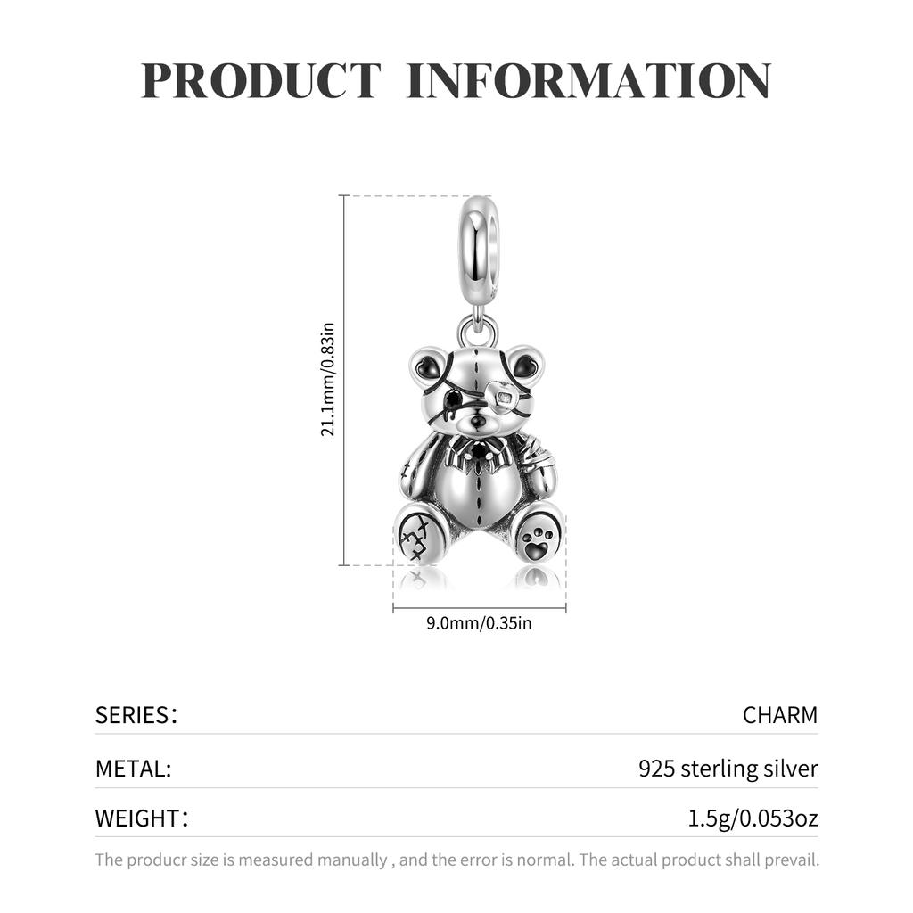 Rosa Apfel-Anhänger aus 925er-Sterlingsilber, herzförmiger Bär-Charm-Anhänger für Damen, Armband, Schmuck, vorrätig, modisches Geschenk