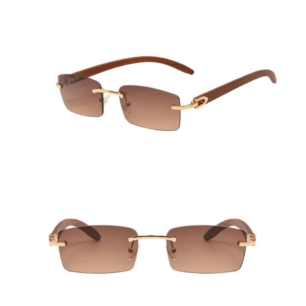 European and American frameless imitation wood grain leg sunglasses for men and women