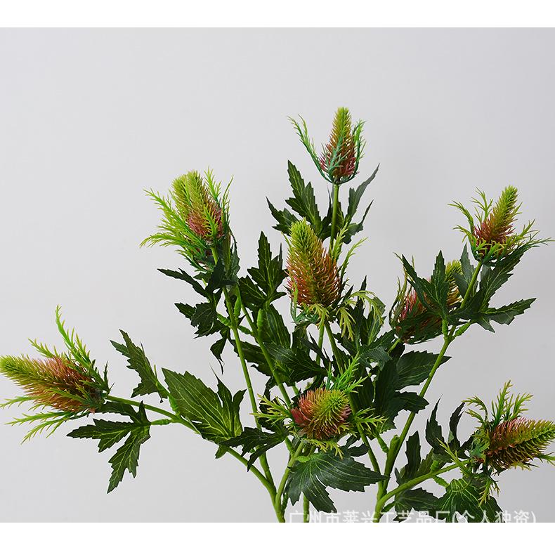 Eryngium 3-Head Artificial Flower for Wedding Decor and Home Arrangements