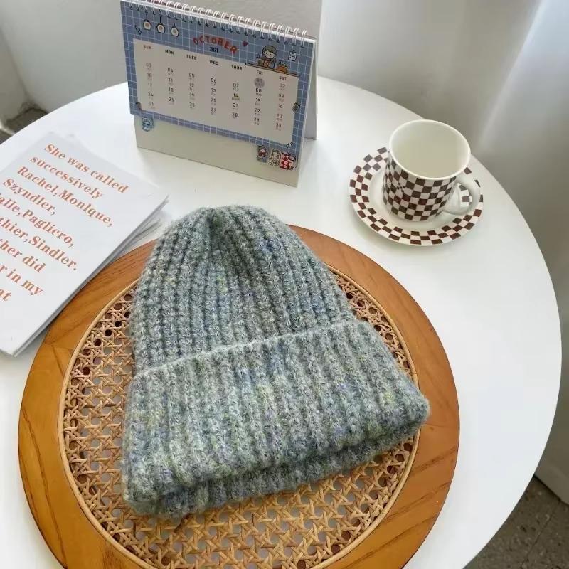 

Winter Beanies Unisex Wool Hat Big Head Circumference Knitted Hats Women s Korean Warm Oversized Skullies Caps Christmas Gift світло-сірий колір