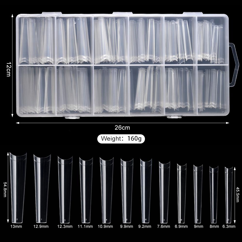 240pcs 3XL No C Curve Long Coffin Nail Tips Half Cover Clear Extra Long Straight French False Nail Manicure Salon Tool Supply