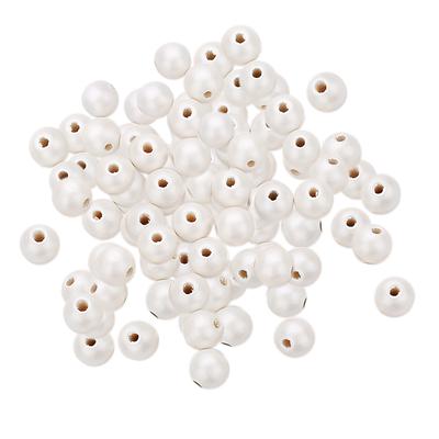 100 Stück perlweiß lackierte Holzperlen, Abstandshalter, Schmuckherstellung, 8 mm