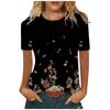 Women's Fashion Casual Comfortable Printed O-Neck Short Sleeve Top Blouse