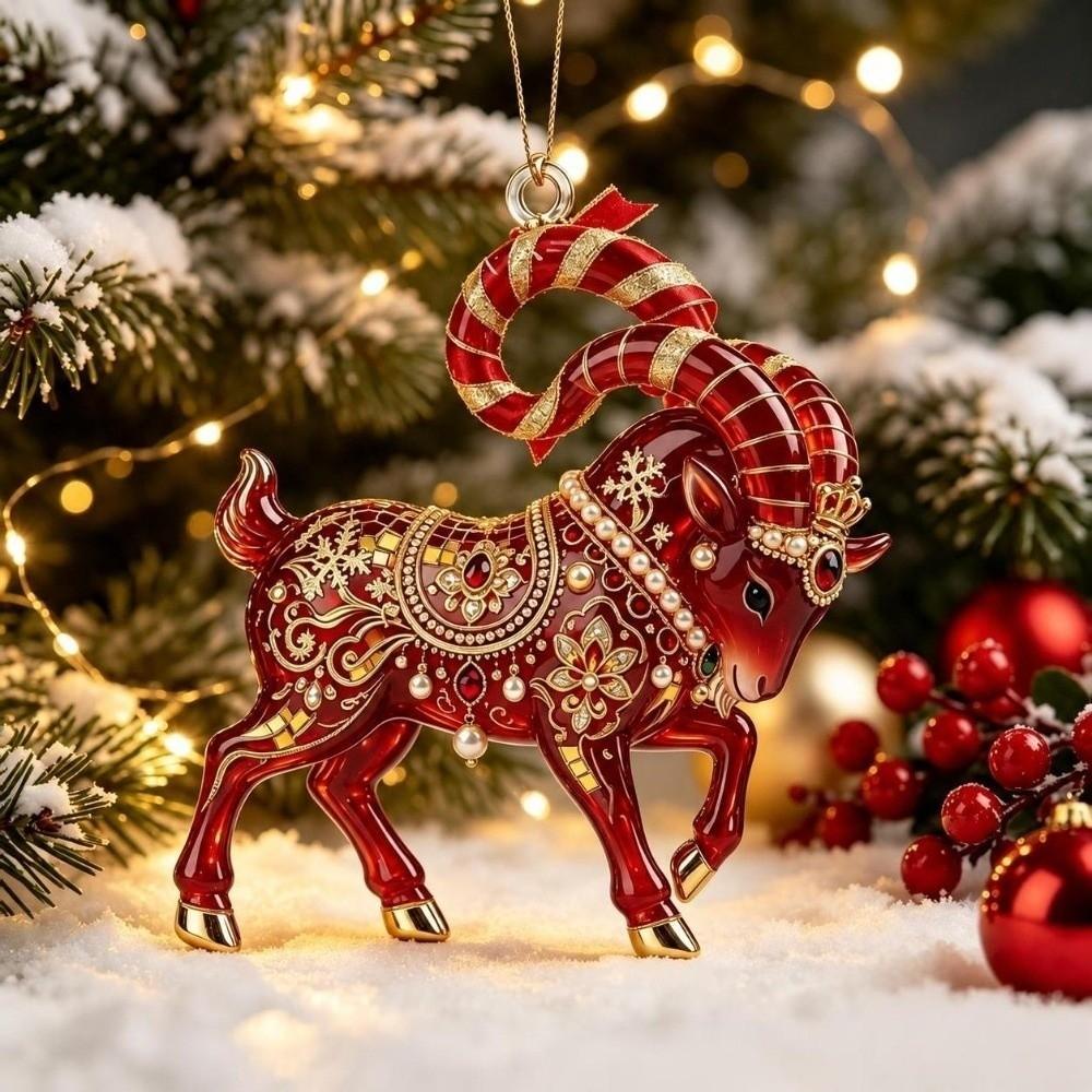 Acrylic Goat Hanging Ornament 2D Flat Christmas Tree Ornament Shop Window Display