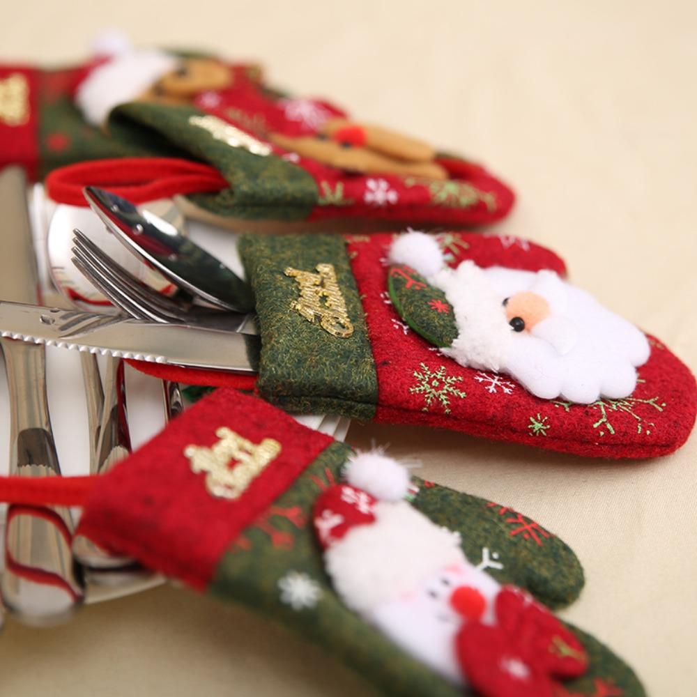 New Christmas Decorations Restaurant Tabletop Cutlery Set Knife and Fork Set Gift Bag Gloves