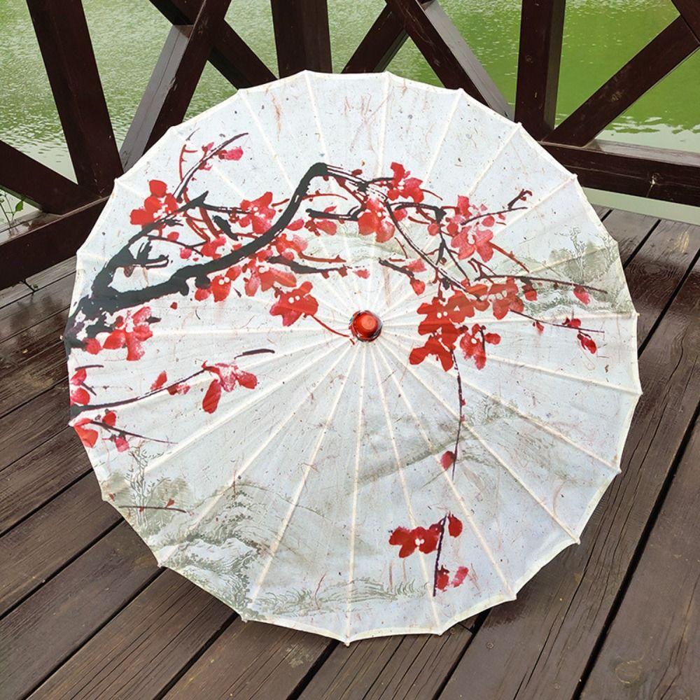 Vintage Chinese Silk Umbrella Decorative Hanging Stick Umbrella  Classical Dance