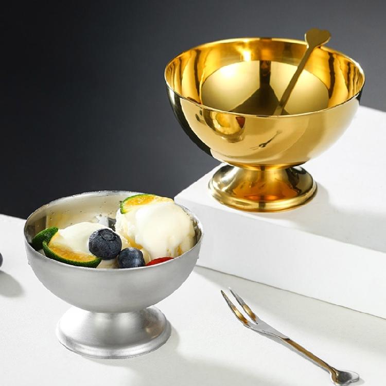 Family Kitchen Essential Nonrust Steel Salad Ice Creams Serving Bowl Sturdy Easy Washing Portable Multipurpose