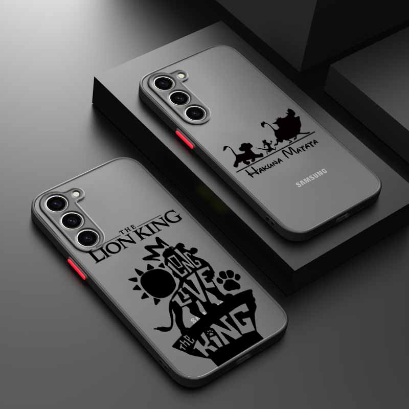 Cute The Lion King Cover For Samsung S25 S24 S23 S22 S21 S20 S10 FE Ultra Plus Lite Frosted Translucent Phone Case