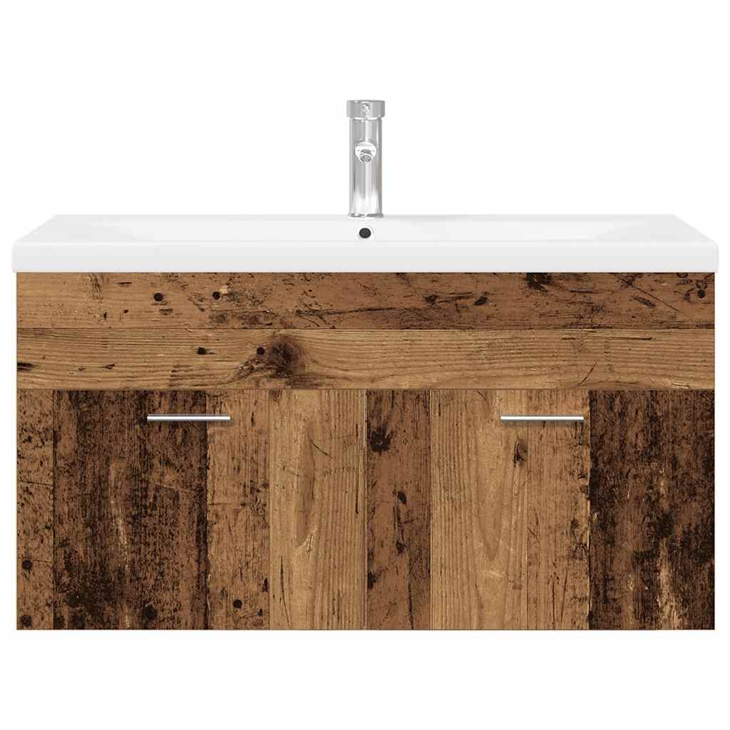 Washbasin Cabinet with Built In Basin Rustic Wood Look