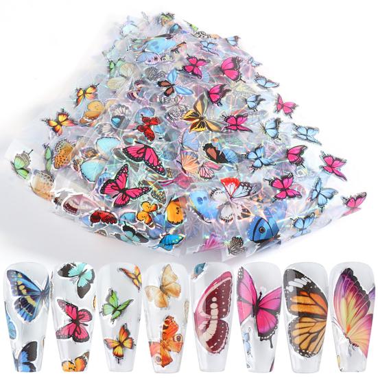 Design 20Pcs Butterfly Nail Art Sticker Starry Sky Transfer Decal Manicure Decor