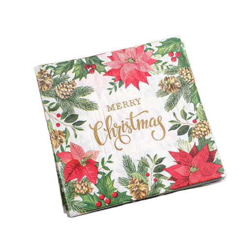 20 Christmas Guest Napkins, Decoupage Paper Napkins with Floral Designs, Cute Designs, Stylish Paper Napkins, Tissue Paper, Perfect for Tea Parties, R