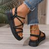 Fashion 2025 Summer Thick Bottom Woven Sandals Women Comfortable Slip On Platform Sandles Woman Casual Non Slip Gladiator Sandals Female